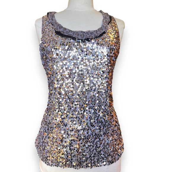 Chico's Tops - Chicos Sequined Silver Tank Top